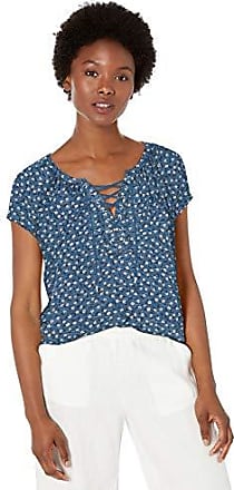 Chaps Womens Petite Short Sleeve Lace Up Top