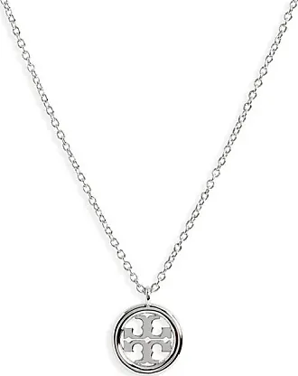 Buy Tory Burch Miller Pav Logo Delicate Necklace | Silver Color Women |  AJIO LUXE