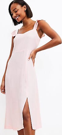 LOFT Petite Dotted Ruffle Strap Midi Dress