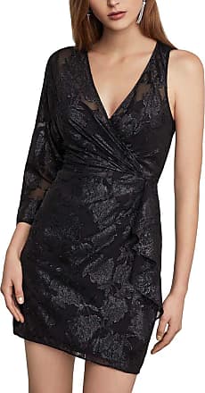 Bcbgmaxazria BCBGMax Azria Womens Floral Faux Wrap Dress, Black, 4