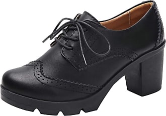 DADAWEN Women's Classic Tassel Slip-On Platform Mid-Heel Square Toe Oxfords Dress Shoes 