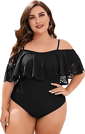 MakeMeChic Women's Plus Size Bathing Suit Ring Linked Cut Out Drawstring  One Piece Swimsuit Black 0XL at  Women's Clothing store
