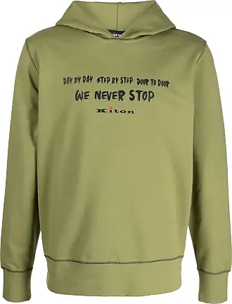Kiton slogan-print cotton hoodie - Black