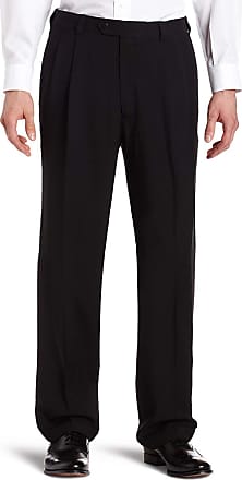 Haggar Mens Repreve Stria Gab Pleat Front Dress Pant,Black,32x32