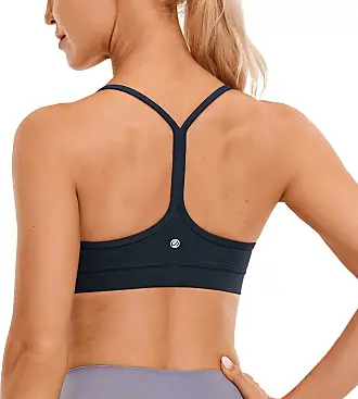CRZ YOGA Womens Longline Sports Bra with Y-Back and Removable Pads