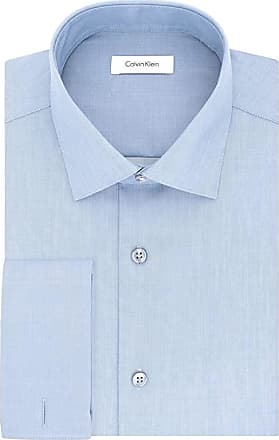 Calvin Klein Mens Dress Shirt Slim Fit Non Iron Herringbone French Cuff