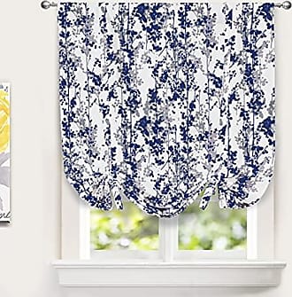 DriftAway Claire Watercolor Floral Leaves Room Darkening Thermal Insulated  Tie Up Curtain for Kitchen Bathroom Small Window Adjustable Balloon Tie Up