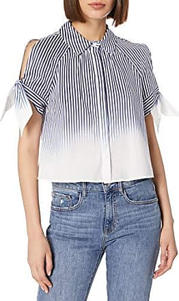 MILLY Womens Washed Linen Striped Button Down Western Cropped Shirt