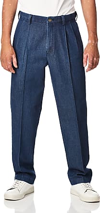 Haggar mensHC00276Stretch Comfort Denim Expandable Waist 5-Pocket Relaxed Fit Casual Pants - Blue - 32W x 30L