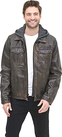 levi's black leather jacket mens