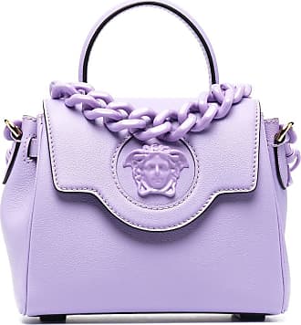 La Medusa Mini Embellished Satin Tote Bag in Purple - Versace