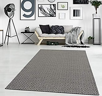 Chevron Meliert in Schwarz für Wohnzimmer; Größe: 80x150 cm Modern carpet city Teppich Flachflor mit Zickzack-Muster