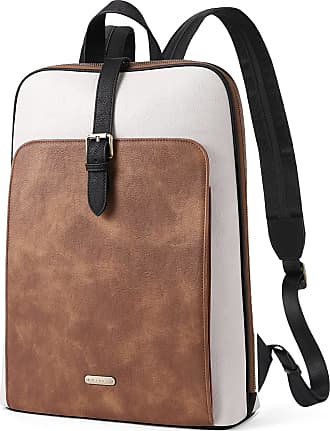 BOSTANTEN Leather Laptop Backpack Purse Casual College Casual Bags Daypack, Beige