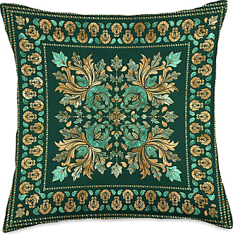 Creativemotions Luxury Quatrefoil Moroccan Pattern Green Throw Pillow Multicolor 18x18 