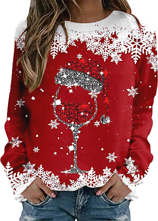  Daily Discount Discoveries Christmas Sweaters for Women Plus  Size Snowflake Fawn Pattern Knitwear Shirts Crewneck Stripe Loose Pullover  (Pink, S) : Sports & Outdoors