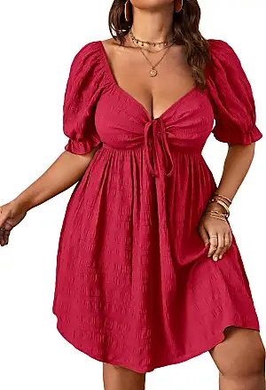  SOLY HUX Womens Plus Size Velvet Dress Sweetheart Neck Short  Sleeve Tie Front Midi Dress Party Cocktail Dresses Plain Burgundy 1XL :  Clothing, Shoes & Jewelry