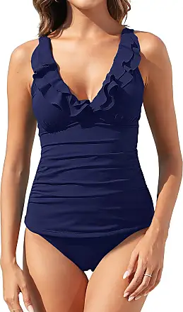 Yonique Two Piece High Neck Tankini Swimsuits for Women Tummy