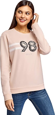 oodji Ultra Womens Cotton Sweatshirt with Print and Rhinestones 