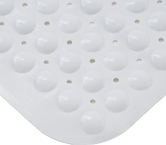  Kenney MB61189H Microban Protected 27 L x 14.5 W Vinyl Bath  Mat, Shower Mat, Tub Mat with Suction Cups and Large Drain Holes for Use  Inside the Bathroom Shower, White 