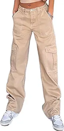 Pantalon cargo en jean boyfriend pour femme avec poches, taille haute,  style vintage, coupe droite, streetwear : : Mode