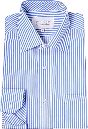 Paradigm Pure Cotton Non Iron Blue Stripe Formal Shirt Collar 18 to 21 Inches