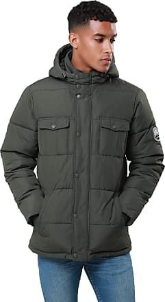 Mens Threadbare Padded Quilted Hooded Jacket Coat Warm Winter Designer GLENDALE