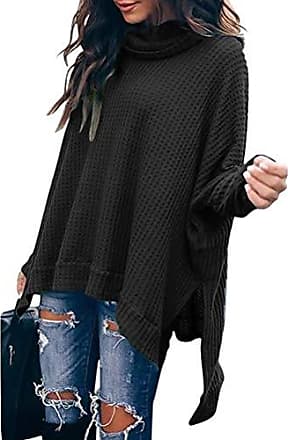 Minetom Pull Femme Automne Hiver Élégant Col V Col Rond Manches Longues Sweater Patchwork Blouse Chic Chaud Tricot Hauts Tunique Pullover Ample Sweater 