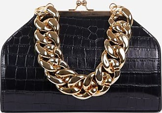 EGO Tuco Chunky Chain Detail Boxy Grab Bag In Black Croc Patent, One Size
