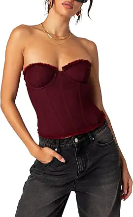 Edikted Haze Strappy Faux Leather Top in Red