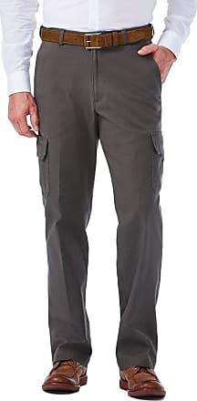 Haggar mensHC00225Stretch Comfort Cargo Expandable Waist Classic Fit Plain Front Pant Casual Pants - Gray - 40W x 29L