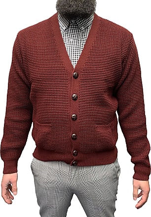 Relco Mens Two Tone Striped Burgundy Cardigan 