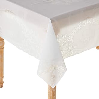 Violet Linen Ruby Embroidered Vintage Lace Design Oblong/Rectangle Tablecloth 54 x 72 White RUBY WH-2 