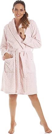 Camille Womens Supersoft Light Pink Zip Up Diamond Print Housecoat 