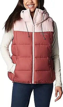 Columbia GRT Fishing Vest Womens Small Pink Hooded 1/4 Zip Pullover Visible
