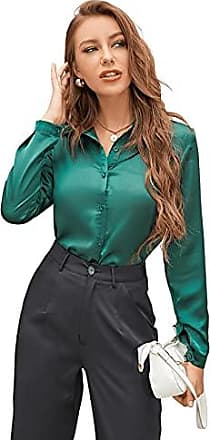 Tunique Taille 48-56 chemisier strass mousseline shirt FETE Femmes Top vert pétrole