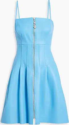 blue leather dress
