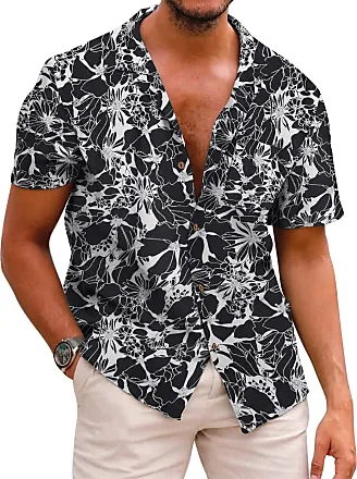 Men's fishing shirt, short sleeve, black, 5XL, XXL, 4XL, XL, L, cotton,  linen, blue, white, 6XL shirts, business Henley shirt, men's shirts