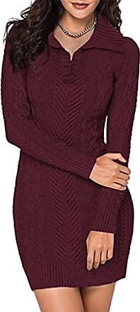 Aleumdr Automne-Hiver Robe Pull Femme Tricoté à Col Revers Bouton Robe Mi-Longue Chandail Pull Chaud S-XL