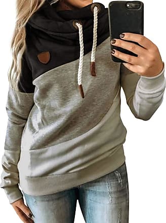 BCDlily Women Classic Tricolor Pocket Long Sleeve Hoodies Sweatshirt Pullover Sweat Shirt Tops Blouse 