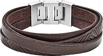 Brown Multi-Strand Braided Leather Bracelet - JF02934040 - Fossil