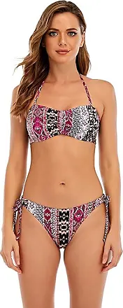 Lucky Brand Women's Keyhole Back Bra Bikini Swimsuit Top, Multi, L