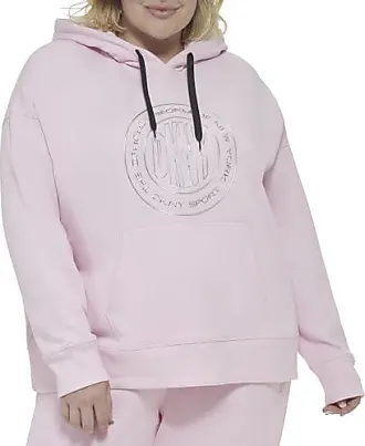DKNY Sport Womens Plus Cozy Comfy Zip Hoodie Pink 3X