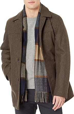 tommy hilfiger men's wool melton walking coat with attached scarf