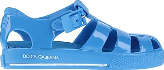 Sandales en jean à plaque logo Coton Dolce & Gabbana en coloris Bleu Femme Chaussures Chaussures plates Sandales plates 