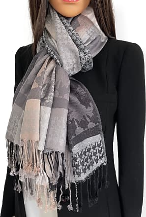 Accessories Scarves Fringed Scarfs Cordello Fringed Scarf light grey-black themed print casual look 