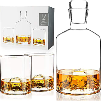Viski Admiral Whiskey Gift Set - Crystal Whiskey Glasses with Ice Spheres  in Wooden Gift Box - Dishwasher Safe Rocks Glasses 9 Oz Set of 8