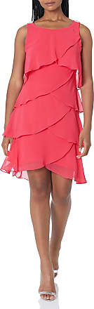 S.L. Fashions Womens Sleeveless Chiffon Tiered Cocktail Dress Petite and Missy, Cerise, 16