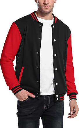 Black Red White Baseball Jacket Varsity Letterman Jackets Genuine Leather  Sleeves & Original Wool (XS, Black Red White) at  Men's Clothing store