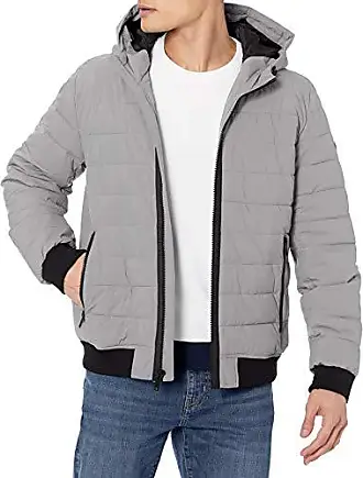 DKNY Men's Water Resistant Ultra Loft Hooded Logo Puffer Jacket (Standard  and Bi
