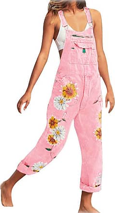 Onsoyours Ladies Dungaree Jumpsuit with Pockets Retro Overalls Summer Loose Trousers Long Baggy Summer Trousers 